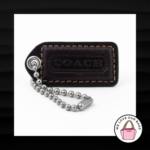 2" Medium COACH BROWN LEATHER KEY FOB BAG CHARM KEYCHAIN HANGTAG TAG - Picture 1 of 1